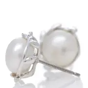 Tiffany Small 6mm Pearl Olive Leaf Earring by Paloma Picasso Stud in Silver