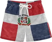 [Aflyko] Patriot Boys' Board Shorts Dominican Republic Flag Toddler Swim Trunk Girls Beach Swimwear Bathing Suit