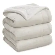Sherpa Fleece Blankets King Size for Bed - Thick King (108" x 90") 05 - Linen