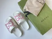 GUCCI Women's Maxi GG White Pink Padded Platform Slide Sandals EU 39, US 9 $750*