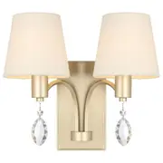 Malvern Vintage Wall Lamp Light Metal Crystal Fabric Antique Silver Satin