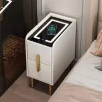 在飛比找momo購物網優惠-【歐風華庭】25公分智慧床頭櫃 皮質隙縫收納邊櫃(無線充電式