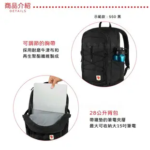 【Fjallraven 小狐 Skule 28L背包《海軍藍》】F23346/後背包/雙肩背包/筆電背包/休閒背包