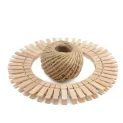 Wooden Clothes Pins 1.38 Inch 100 Pack Mini Photo Paper Peg Clips With Jute T...