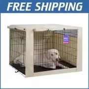 Light Tan Polyester Crate Cover for Large Dogs - Fits Standard 48" Wire Crates