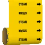 Steam Pipe Marker Label Roll Yellow Vinyl 8x360in Adhesive ANSI Brady 41513