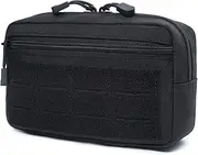 Tactical Molle Horizontal Admin Pouch Multi-Purpose Laser-Cut EDC Tool Pouch Bag (Black)