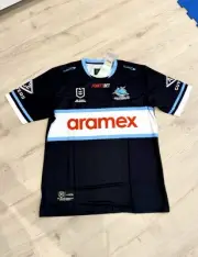 Size 4XL Cronulla Sharks NRL Rugby Jersey Black