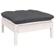 vidaXL Garden Footstool with Anthracite Cushion White Solid Pinewood