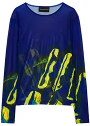 Louisa Ballou Printed Tulle top - Blue - S (UK8-10 / S) S (UK8-10 / S)
