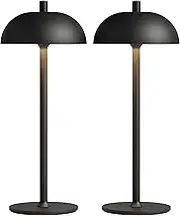 JONEMO 2 Pack Rechargeable Cordless Table Lamp - 5000mAh Battery Powered Lamp, 3 Color Stepless Dimming Portable LED Table Light for Restaurant, Patio, Home, Dinner.(Black)