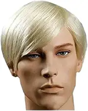 OYSRONG New Handsome Short Straight Men Wig Golden Blonde Color Halloween Party Hair Men Wig