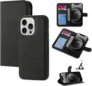 iPhone 15 Wallet Leather Case,W7ETBEN 2 in 1 Magnetic Detachable Case with Stand Feature and Card Holder for Apple iPhone 15 6.1" inch (Black)