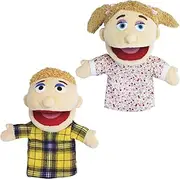 Hand Puppet - Boy and Girl – Brother & Sister Human Moveable Mouth Plush Glove Puppet Toy for Kids - 28cm - Family People - Puppet Theatres