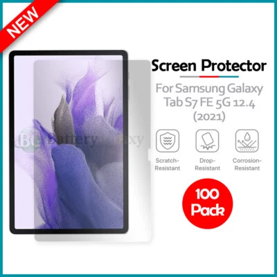 100-Pack LCD Clear Screen Protector for Samsung Galaxy Tab S7 FE 5G 12.4 (2021)
