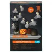 Halloween Ghost String Light 10 LED Lights White Battery Operated Timer Function