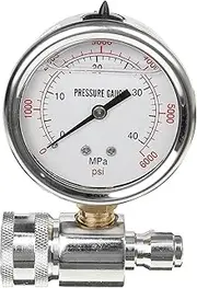 CAREG Thick Fiber Car Cleaning Cloth Washing 6000PSI/40MPa Pressure Washer Pressure Gauge with 3/8in Quick Disconnet Fitting