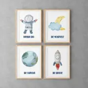 Inspirational Space Nursery Wall Art Prints - Set of Four
