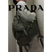 在飛比找蝦皮購物優惠-㊣✨PRADA✨普拉達 軍綠色 掀蓋式 皮革 輕量 大型 帆