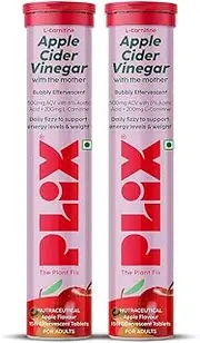 PL'IX - THE PLANT FIX L-Carnitine ACV Effervescent Tablets, Pack of 2, 15 Capsules, Energy Support