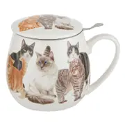 3pc Ashdene Purrrfect Moments 370ml Mug Cup New Bone China w/ Tea Infuser