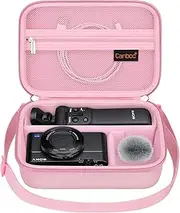 Canboc Carrying Camera Case for Sony ZV-1/ ZV-1 II/ZV-1F Vlog Digital & Vlogger Accessory Kit Tripod, Travel Storage Bag with Strap, Mesh Pocket fit Cable, Pink