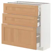 METOD / MAXIMERA base cabinet with 3 drawers, white/Vedhamn oak, 80x37x80 cm