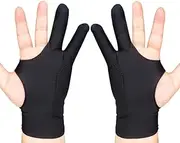 2 Pack Drawing Gloves, Artist Glove with Two Fingers for Drawing Tablet iPad, Digital Art Palm Rejection Glove, Good for Left and Right Hand (L)
