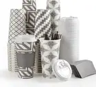 100 Pack 20 Oz Paper Coffee Cups, Disposable Coffee Cups with Lid, Sleeve, and S