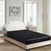 AU Single Size Fitted Sheet Only, 2000 TC Silk Satin Ultra Soft Deep Pocket Bottom Bed Sheet Single, Black