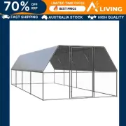 Outdoor Chicken Cage 3x8x2 m Galvanised Steel Coop Hen House Run Enclosure 54378