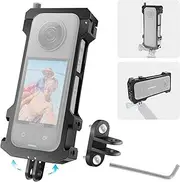 REYGEAK Aluminum Frame Cage for Insta360 One X3, Ultra Light Protective case/Shell/housing Accessories for Insta 360 X3 Double Cold Shoe Interface with 1/4" Threads Cold Shoe Mount Folding Fingers