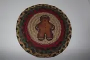 Capitol Import Braided Jute 10" Mat Gingerbread Man Reversible Artist Susan Burd
