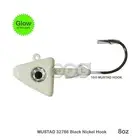 8oz Fishing Shad Jighead 32786 MUSTAD 2x Strong Hook 10/0 Black Nickel Glow New