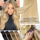 100% Clearance Clip in Remy Human Hair Extensions Full Head Real Hair Weft OMBRE