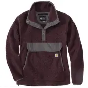 Carhartt Womens Sleeve Pullover Relaxed Fit Fleece Jacket 1/4 Snap Blackberry 2X
