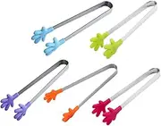 Amosfun Mini Serving Tongs Hand Shape Silicone Tongs for Boys and Girls Snack Grabbers Candy Heat Resistant