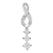 14k White Gold Round Diamond Journey Pendant 1/10 Cttw