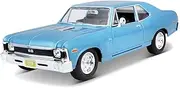 Maisto 1970 Chevrolet Nova SS Coupe Hard Top, Blue 31262 - 1/24 Scale Diecast Model Toy Car