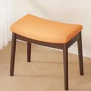 TINGTINGLI Solid wood stool, footstool, latex cushioned stool, girls bedroom dresser chair with all solid wood frame for entrance, bedroom, patio, living room(Walnut+orange)