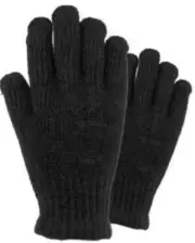 1 Pair Women Black Chenille Ribbed Stretch Gloves
