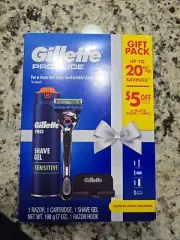 Gillette Gift Set Proglide Razor One 5 Blade Razor 1 Hook 7oz Shave Gel Sealed