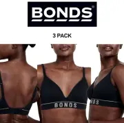 Bonds Womens Retro Rib Seamless Wirefree Tee Bra Contoured Shape 3 Pack WU8EW