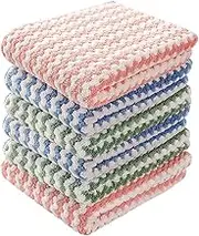 6 Packs Microfiber Cleaning Cloth, Kitchen Towels for Dish Drying Washing, Absorbent Streak Free Lint Free Rags for Cleaning, Reusable and Washable Towels