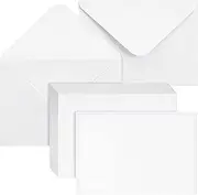 Hikrxya 100 Pack 5" x 7" White Envelopes - 130gsm 185mm x 135mm Premium White Vintage Kraft Paper Envelopes - Self Seal Pointed Flap Envelopes for Greeting Cards Birthday Cards Invitations