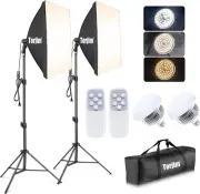 Softbox Photography Lighting Kit, 2Pcs 27" X 27" Professional Soft Box | 3000K-7