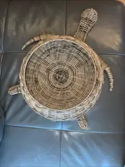 Woven Basket Large Turtle Shaped 22" BY 4" WOVEN BEACH OCEAN SEASIDE COASTAL