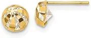 [JewelryWeb] 14ct Yellow Gold Polished CZ Cubic Zirconia Simulated Diamond Sparkle Cut Teen Half Round Ball Post Earrings Measures