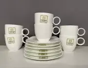 6 x Maxwell & Williams Cashmere Tea Cups & Saucers White Bone China Square NEW