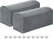 uxcell 2Pcs Stretch Armrest Covers, Polyester Soft Armchair Slipcovers Couch Recliner Arm Cover with Twist Pins for Chair Sofa Protector, Light Grey